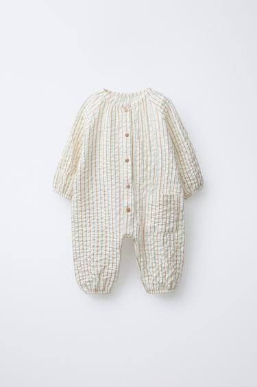 STRIPED ONE-PIECE SUIT - Ecru by Zara - Image 0