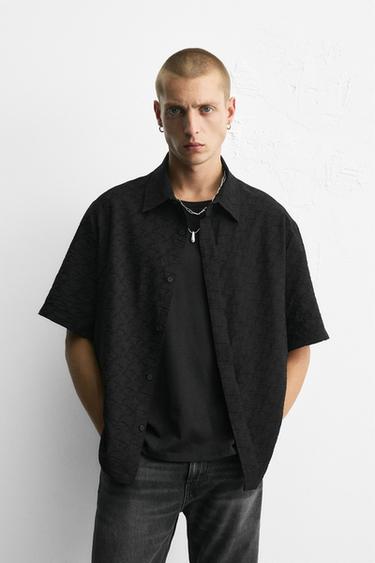 GEOMETRIC JACQUARD SHIRT - Black by Zara