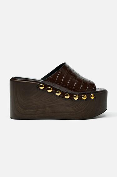 KEIL-PLATEAUSCHUH MIT RELIEF - Braun von Zara