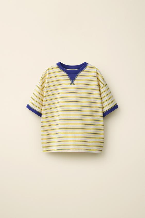 T-SHIRT WITH CONTRAST TOPSTITCHING CREATED BY CARAMEL LONDON X ZARA - Light yellow by Zara - Image 0