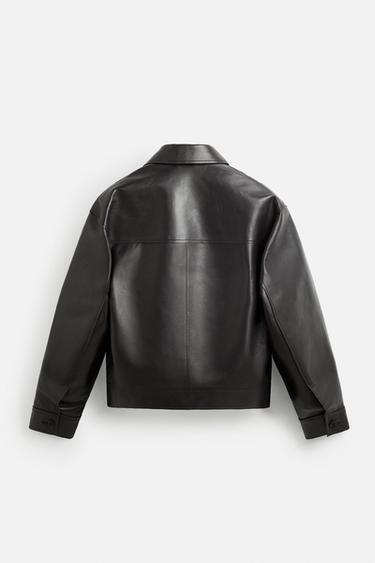 CROPPED FIT LEATHER JACKET - Brown by Zara - Image 10