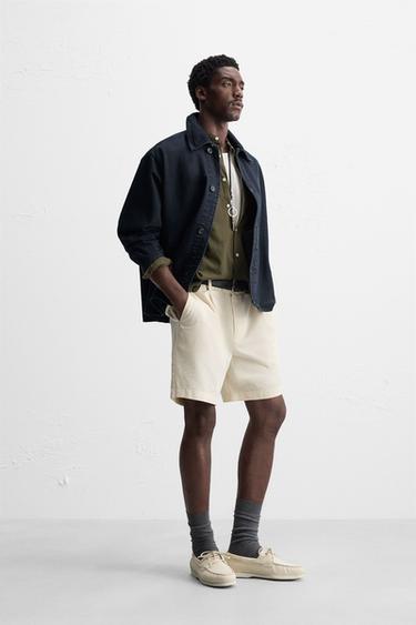 PLEATED REGULAR FIT BERMUDA SHORTS - Oyster-white by Zara - Image 3