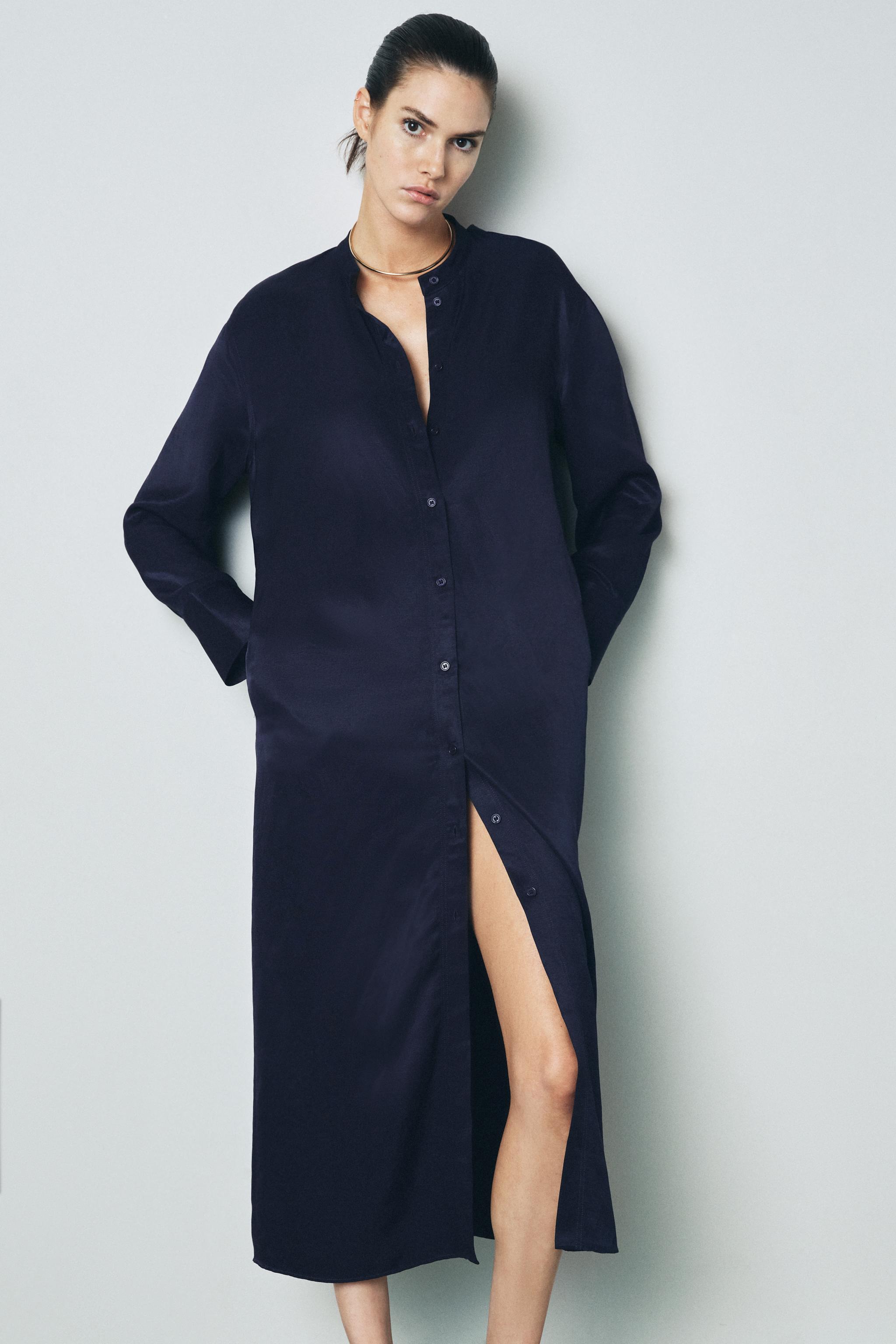 ZARA - ZARA ホルターネック ロングフレアワンピース リネン混の