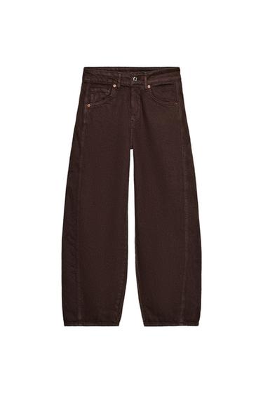 Z1975 BARREL ANKLE-LENGTH MID-WAIST JEANS - Brown by Zara