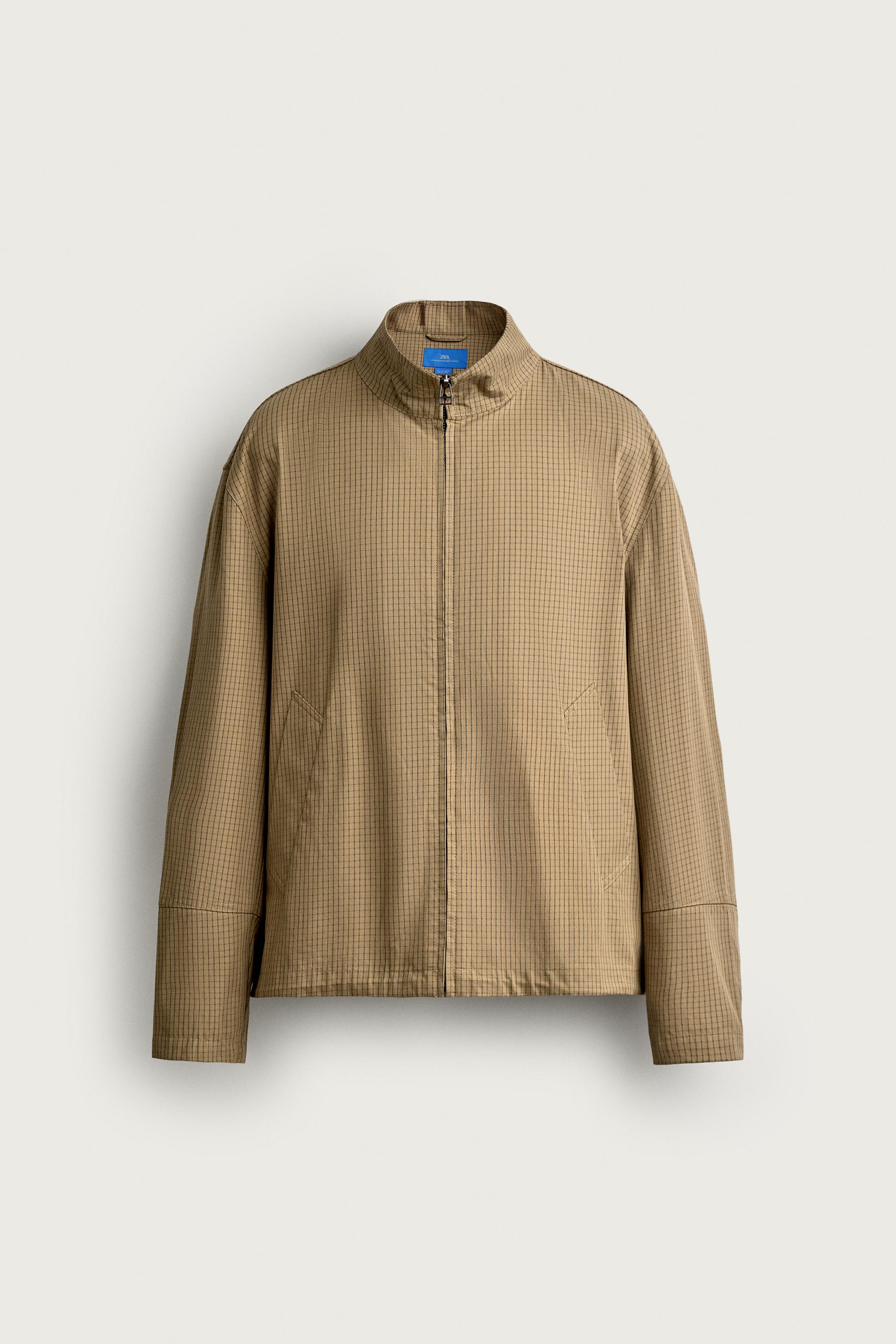 AARON LEVINE X ZARA PLAID JACKET — taupe brown
