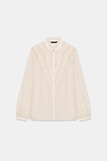 CAMISA VOLANTES SEMITRANSPARENTE - Crudo de Zara - Imagen 0