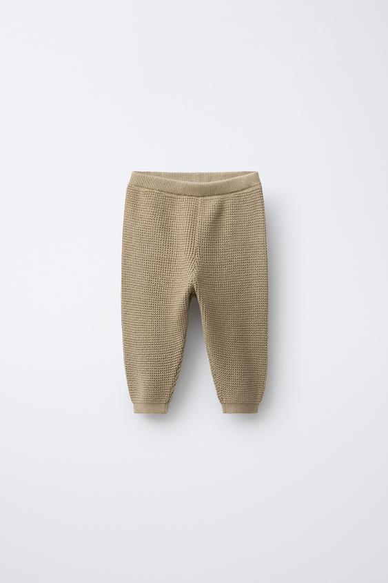 WAFFLE-KNIT TROUSERS WITH POCKET - Greenish by Zara - Image 0