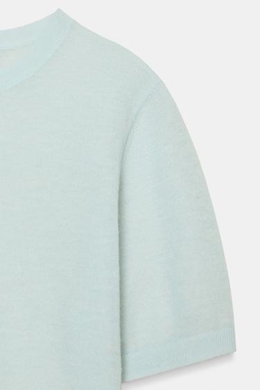 SHORT SLEEVE WOOL BLEND JUMPER - Pastel blue by Zara - Image 6