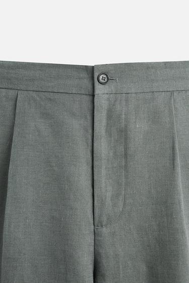 100% LINEN SUIT TROUSERS - washed green by Zara - Image 7