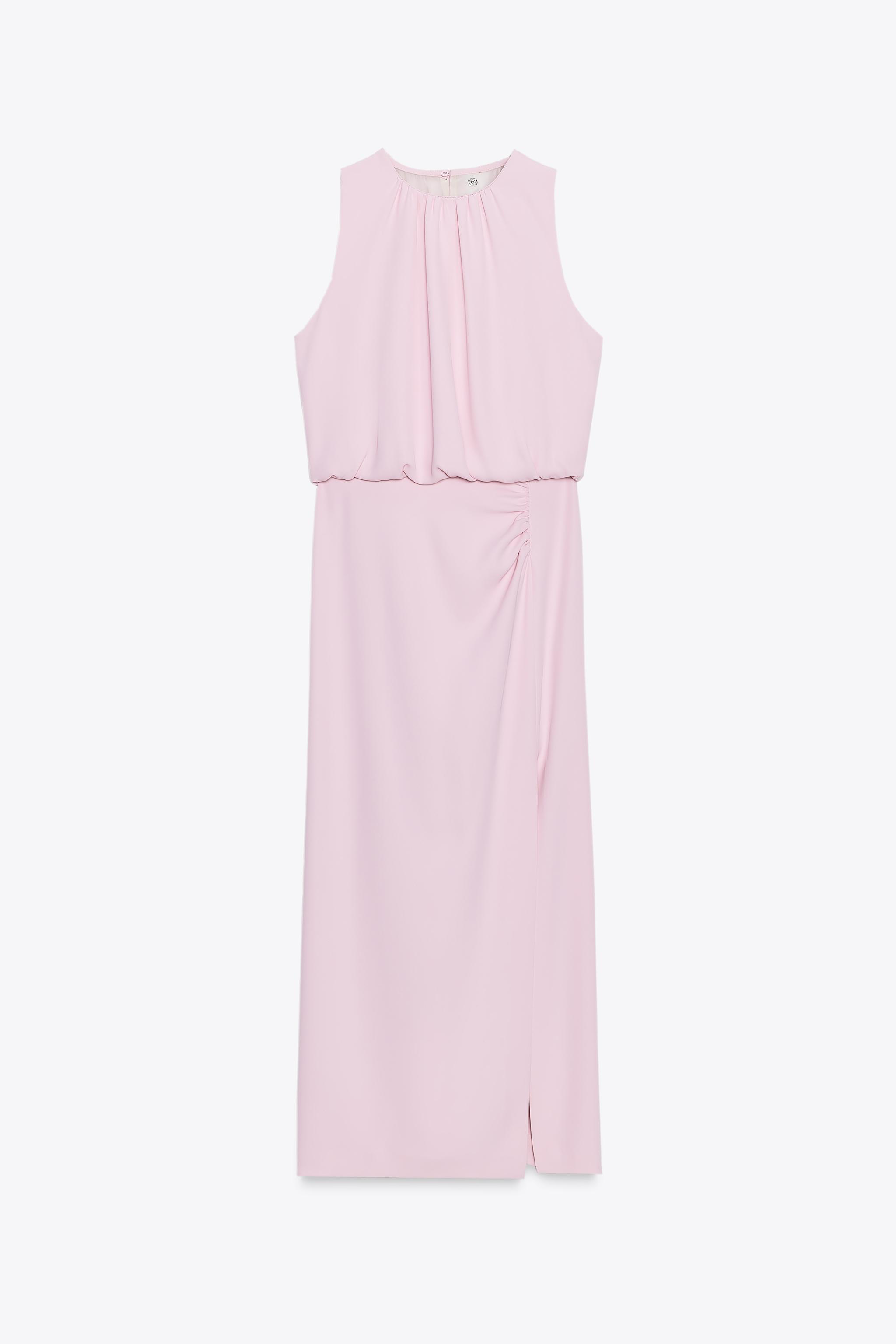 RUCHED WAIST MIDI DRESS - Pink | ZARA United States