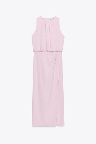 GATHERED WAIST MIDI DRESS - Pink by Zara - Image 3