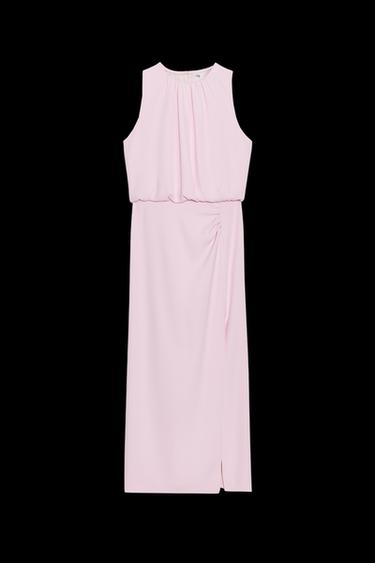GERAFFTES MIDI-KLEID MIT BUND - Rosa von Zara - Bild 0
