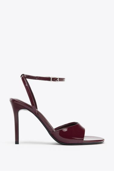 STRAPPY HEELED SANDALS - Burgundy Red by Zara