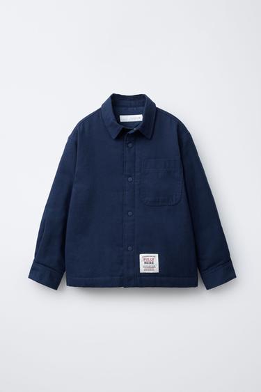 QUILTED OVERSHIRT WITH LABEL - Navy blue by Zara - Image 0