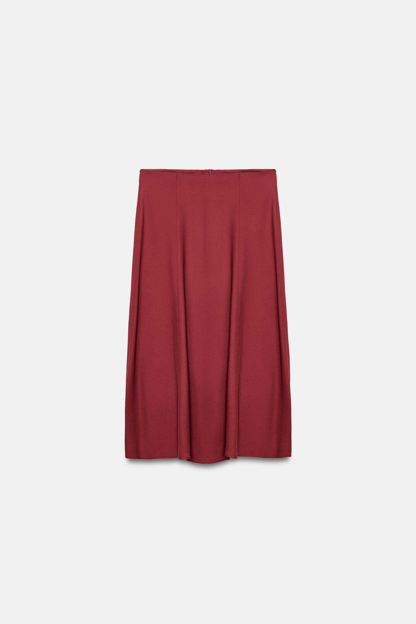 Женская юбка Zara ZW Collection MIDI, цвет: Бордовый — фото 5
