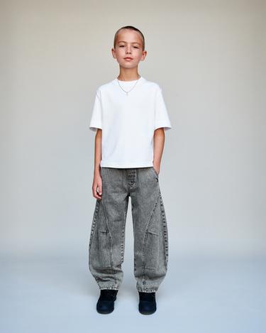 بنطلون DENIM BARREL - رمادي وسط الخاص بـ Zara