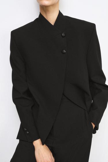 HIGH NECK BUTTONED BLAZER ZW COLLECTION - Black by Zara