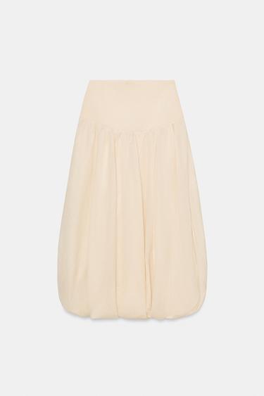 CONTRAST KNIT BALLOON SKIRT - Ecru by Zara