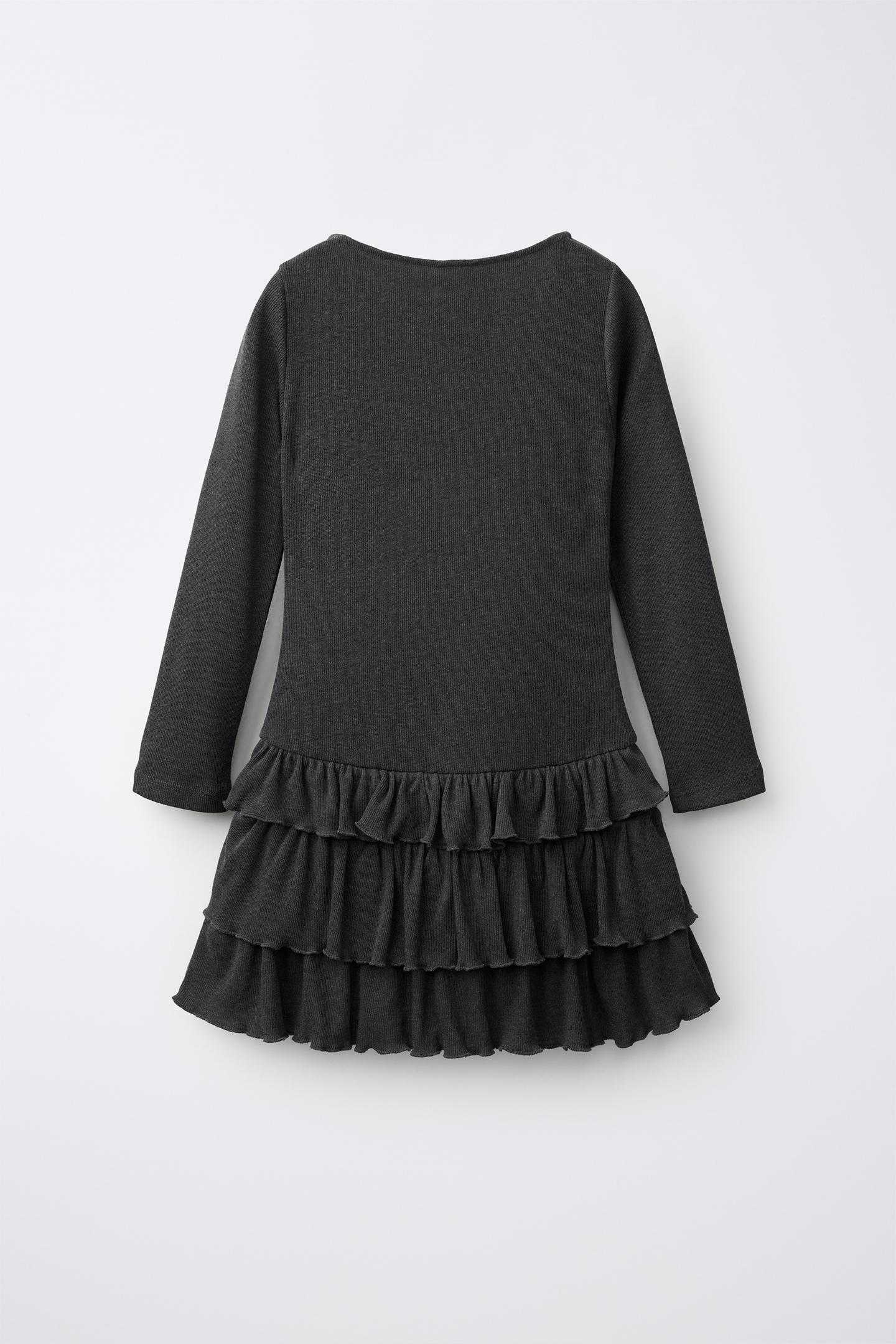 Детское платье Zara Studded Ruffle, цвет: Антрацитовый серый — фото 3