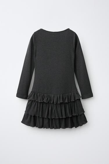 STUDDED RUFFLE DRESS — Anthracite grey 2