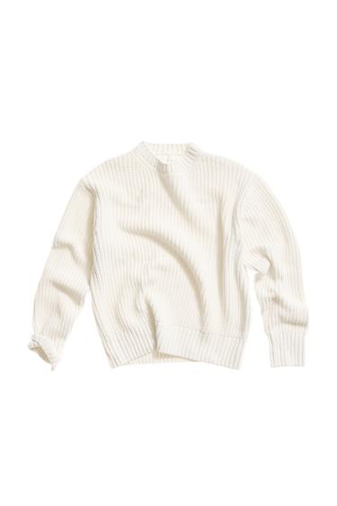 WOOL - COTTON TEXTURED SWEATER - Oyster-white by Zara