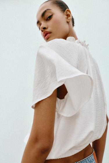 BLOUSE ROMANTIQUE À VOLANT - Blanc de Zara - Image 4