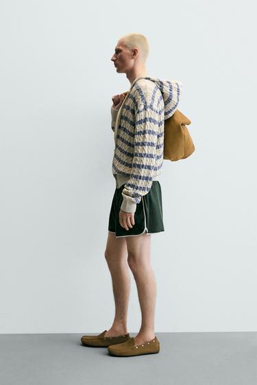 HOODED CABLE-KNIT TEXTURED CARDIGAN - Beige by Zara - Image 3