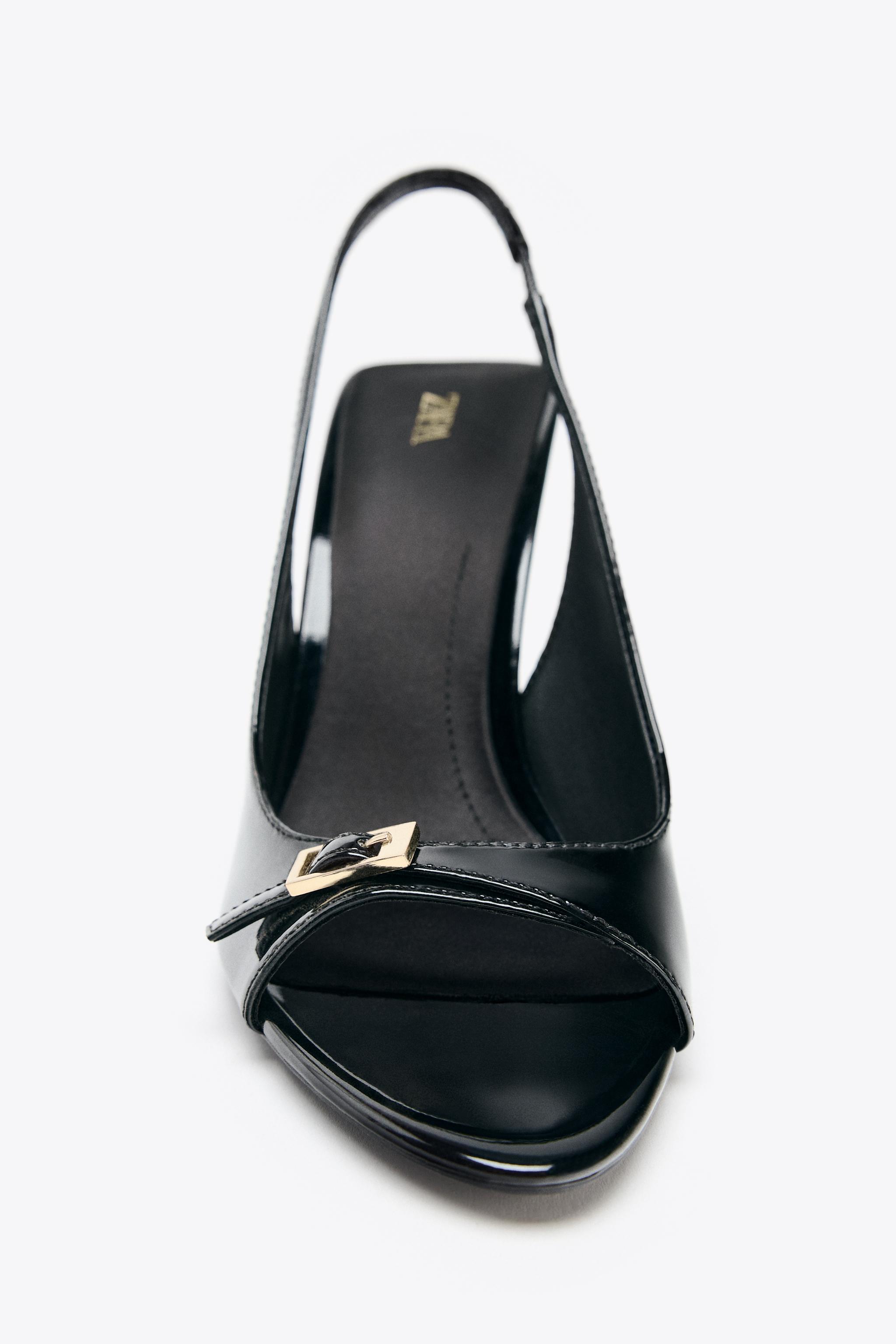 ぱる CRACKLED EFFECT HEELED SANDALS - Burgundy Red | ZARA United