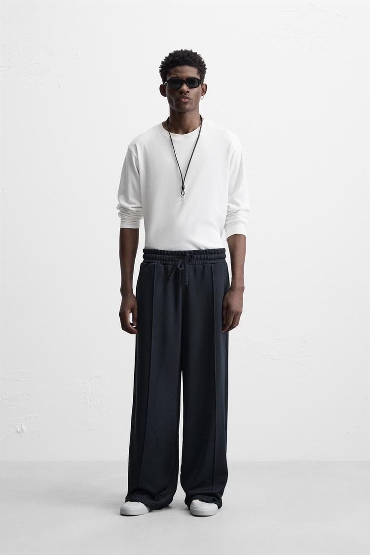 Joggers Men Pantalones Jogger ZARA Hombre Azul Marino Costuras Contrastantes Mens Joggers