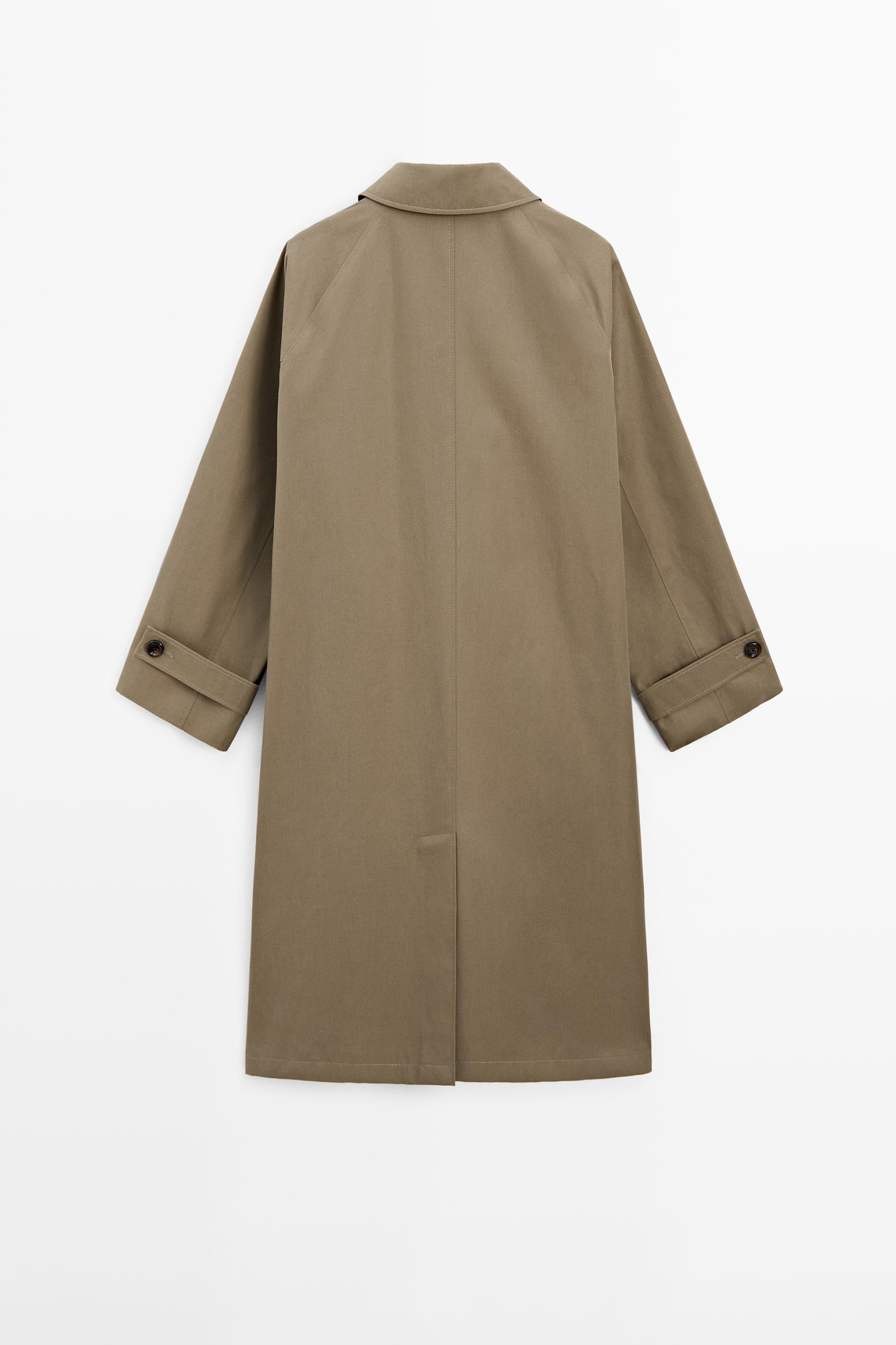 Oversize trench coat with check lining