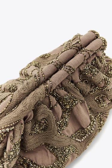 EMBROIDERED BEADED BAG - camel by Zara - Image 4