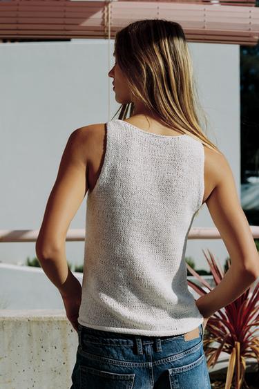 CHUNKY KNIT TOP - Ecru by Zara