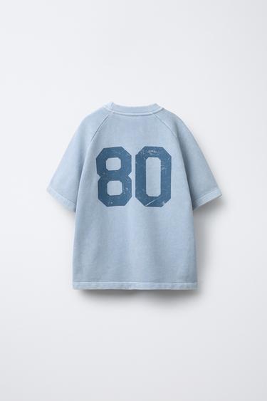 T-SHIRT À MANCHES RAGLAN IMPRIMÉ - Bleu de Zara - Image 1