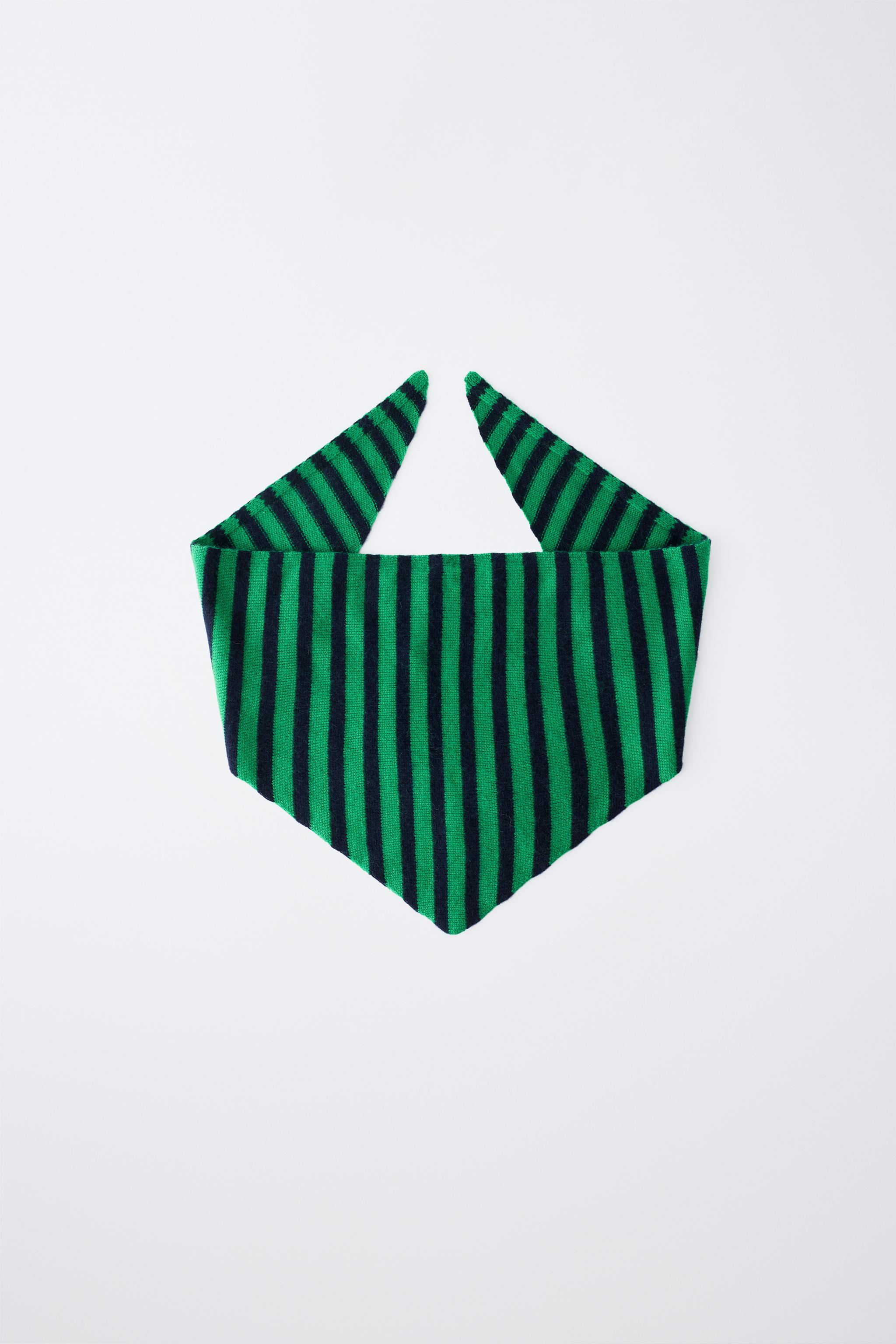 STRIPED 100% CASHMERE SCARF — Green