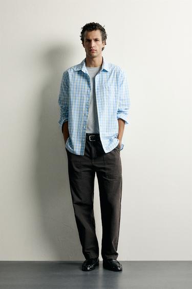 REGULAR FIT CHECK SHIRT - Sea green by Zara - Image 0
