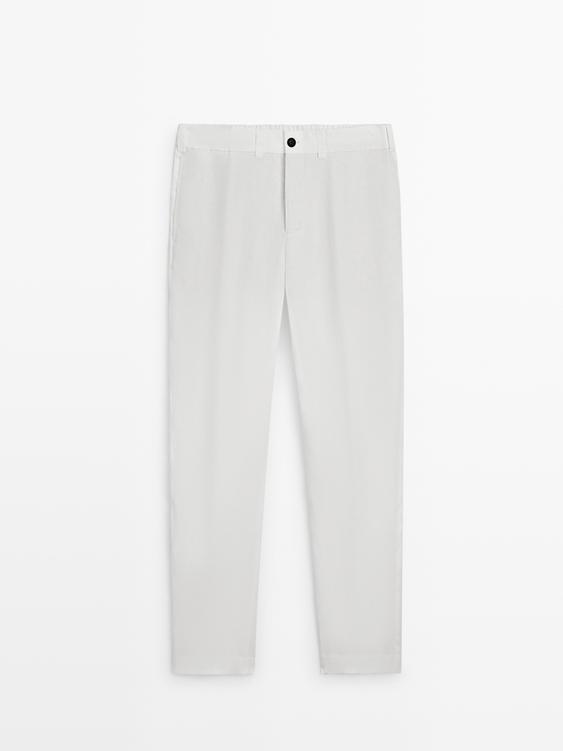 100% linen trousers with elasticated waist