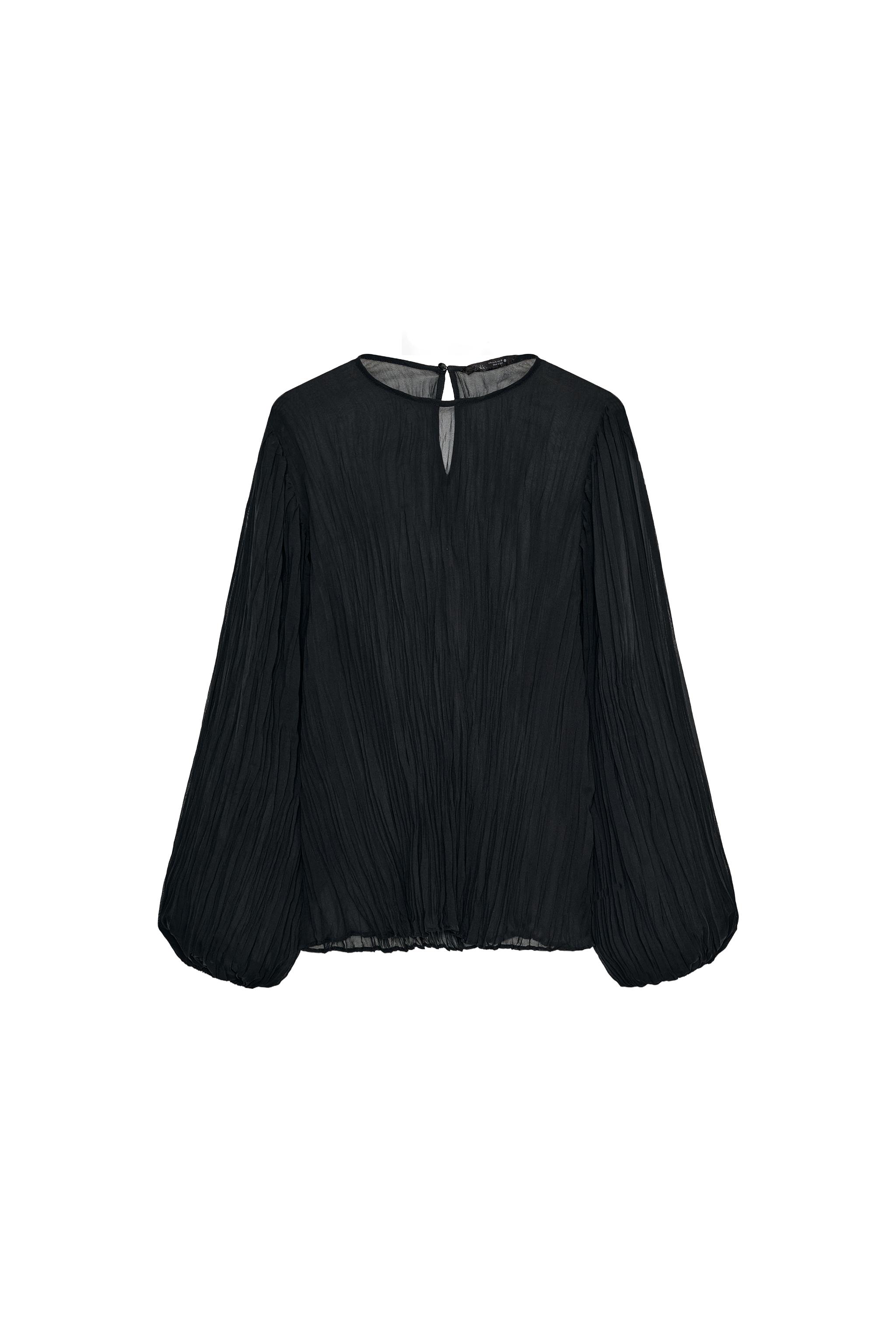ZW COLLECTION PLEATED BLOUSE - Black | ZARA South Africa