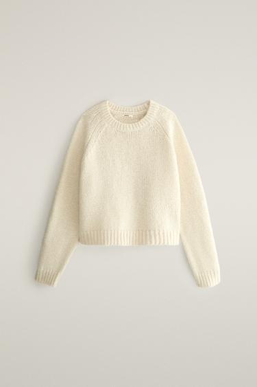 PULLOVER SCHURWOLLE ALPAKA SCHLAUCHSCHAL RUND - Cremefarben von Zara