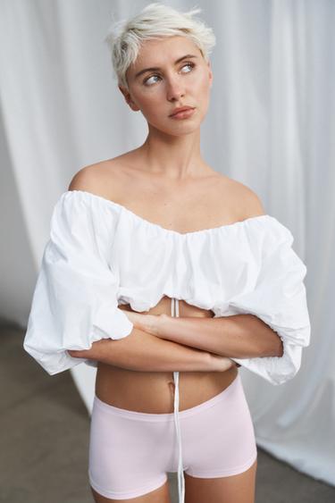 TOP EN COTON ÉPAIS EFFET BALLON - Blanc de Zara - Image 2