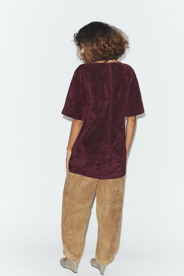 ROBE COURTE 100% CUIR DAIM - Bordeaux de Zara - Image 5