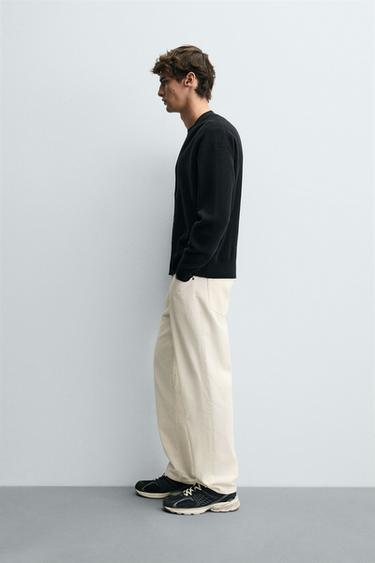 REGULAR FIT CORDUROY TROUSERS - Oyster-white by Zara - Image 3