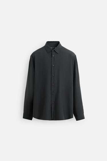 100% SILK SHIRT - Grey by Zara