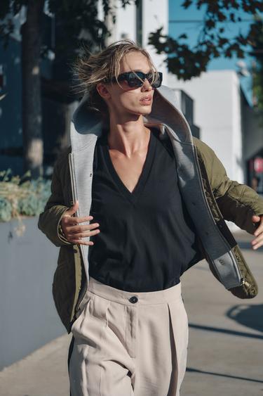 WATER-REPELLENT QUILTED HOODED JACKET - Khaki by Zara - Image 0