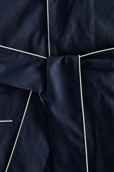 ROBE DE CHAMBRE MANCHES LONGUES POPELINE - Bleu marine de Zara - Image 3