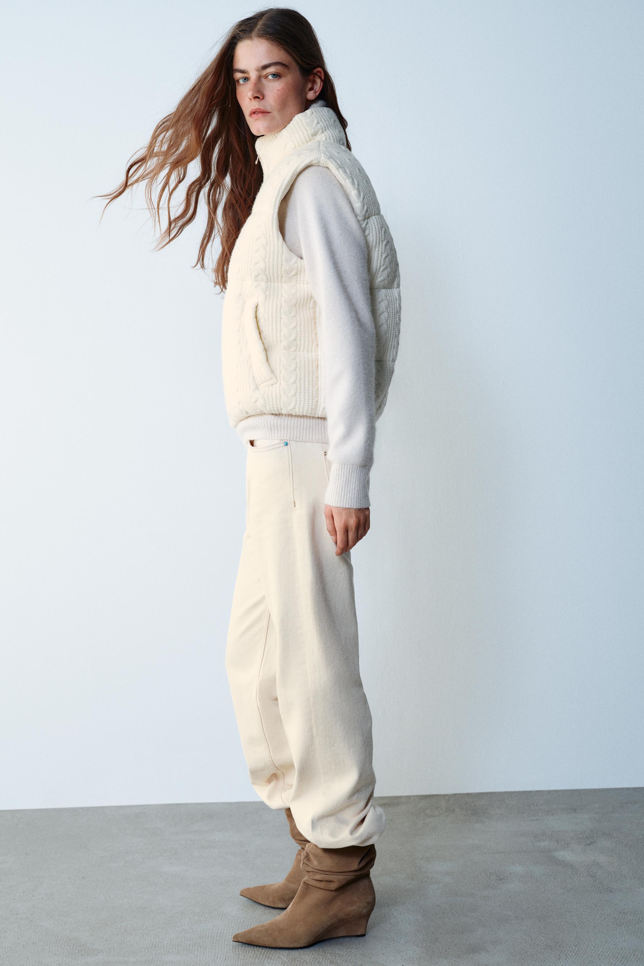QUILTED CABLE-KNIT VEST