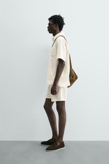 REGULAR FIT HEMP/COTTON POLO SHIRT - White by Zara - Image 3