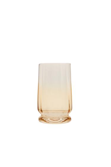 GLASS TUMBLER WITH LINES - Yellow by Zara