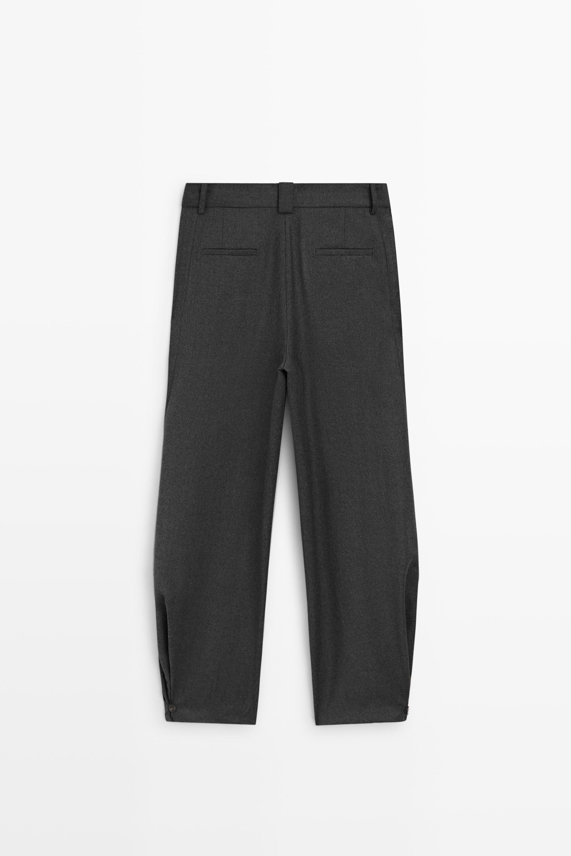 Pantalon flanelle à plis et détail bas