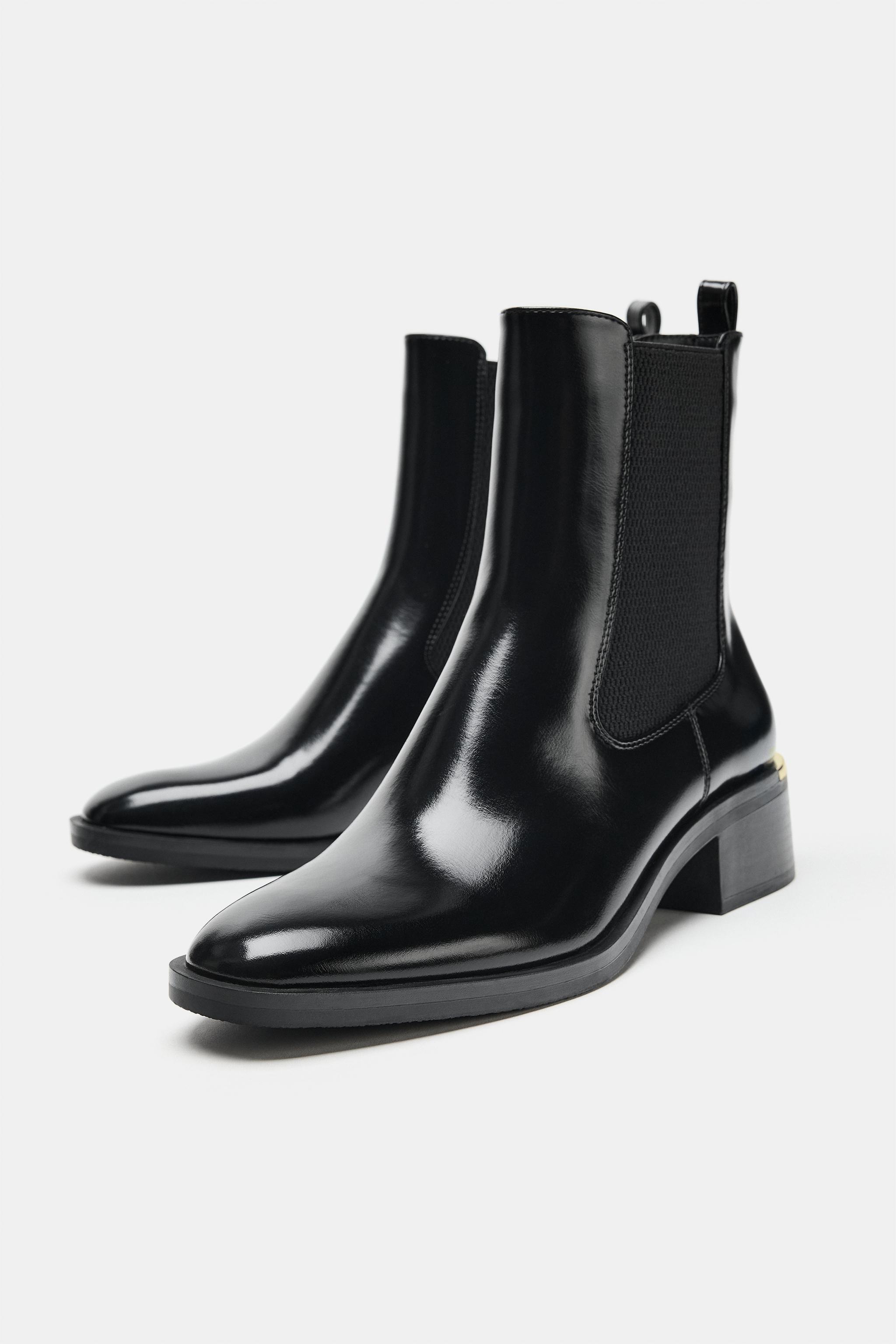 Женские ботинки Zara METALLIC DETAIL BLOCK HEEL ANKLE BOOTS — фото 3