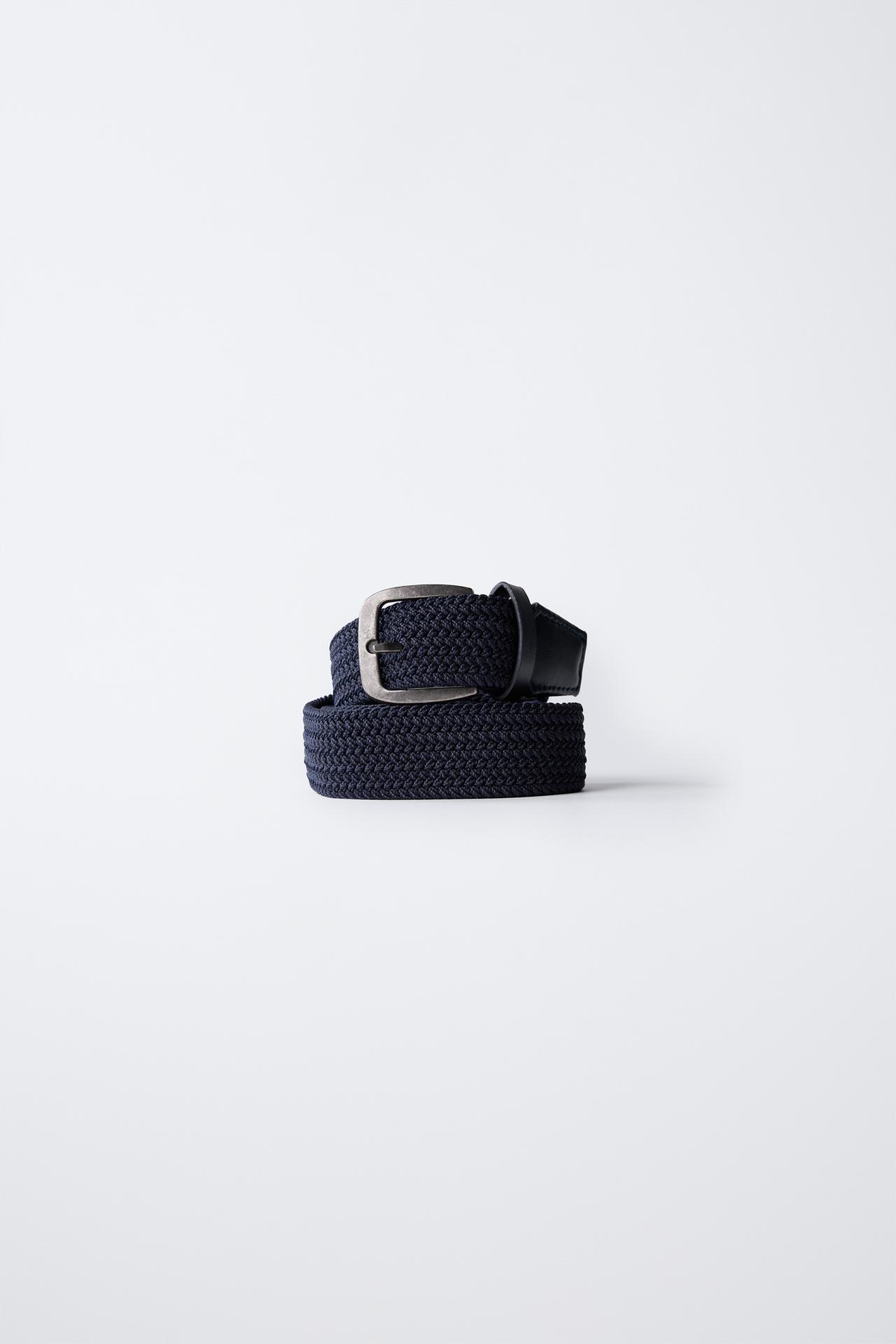 WOVEN STRETCH BELT — Blue
